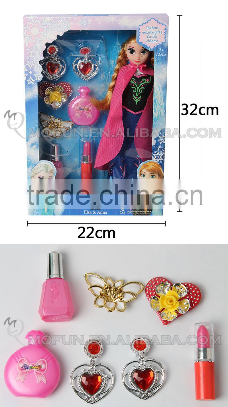 Mini Qute Kawaii movable joints Plastic cartoon Frozen doll Frozen princess anna & elsa olaf with Cosmetics girls children toys