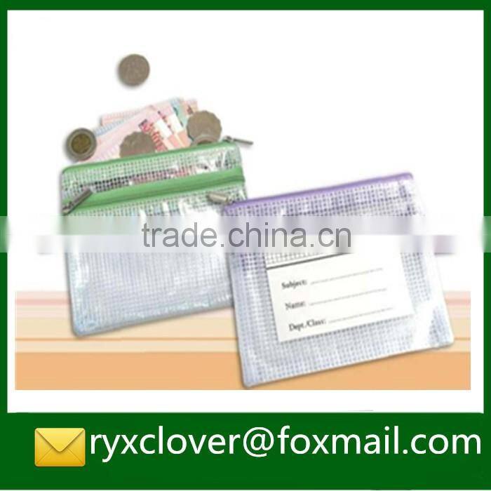 A4 size coloerful pvc zipper gridding document bag