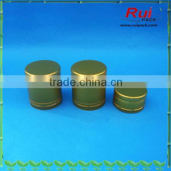 Golden aluminum cap with tamper evident for wine,good quality aluminum ROPP cap wholesale