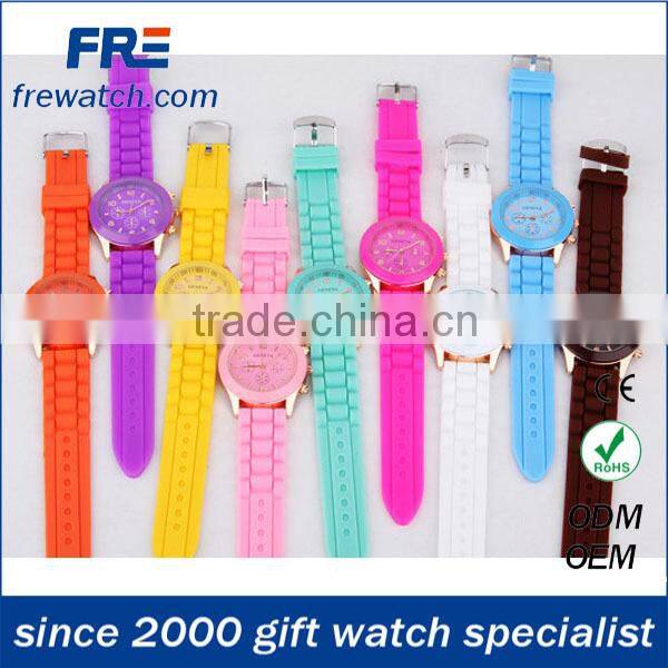 new fashion ladies genewa silicone watches with stone three dial rubber geneva watch
