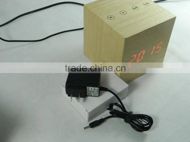 Nature Material High Quality Sensor Indoor Wooden Clock