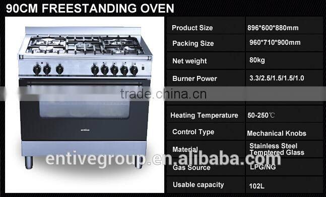5 burner freestanding gas cooker range with oven