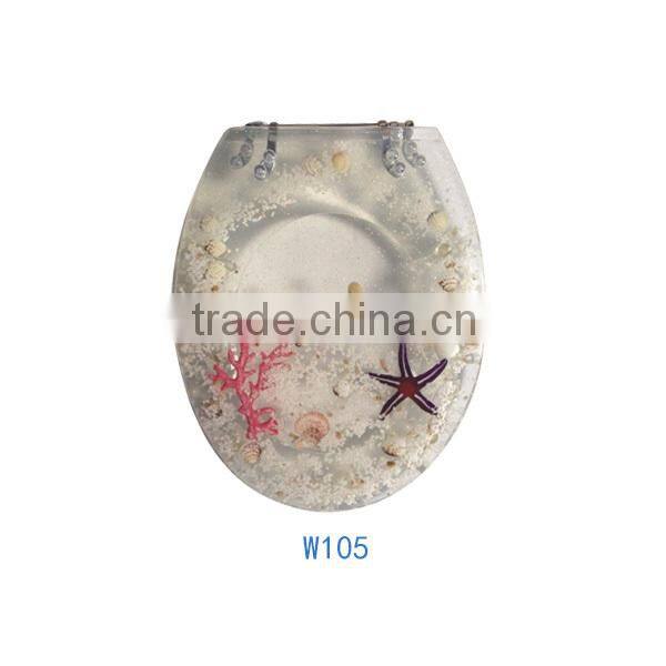 Barthroom colorful self closing d shape family sanitary transparent resin family toilet seat