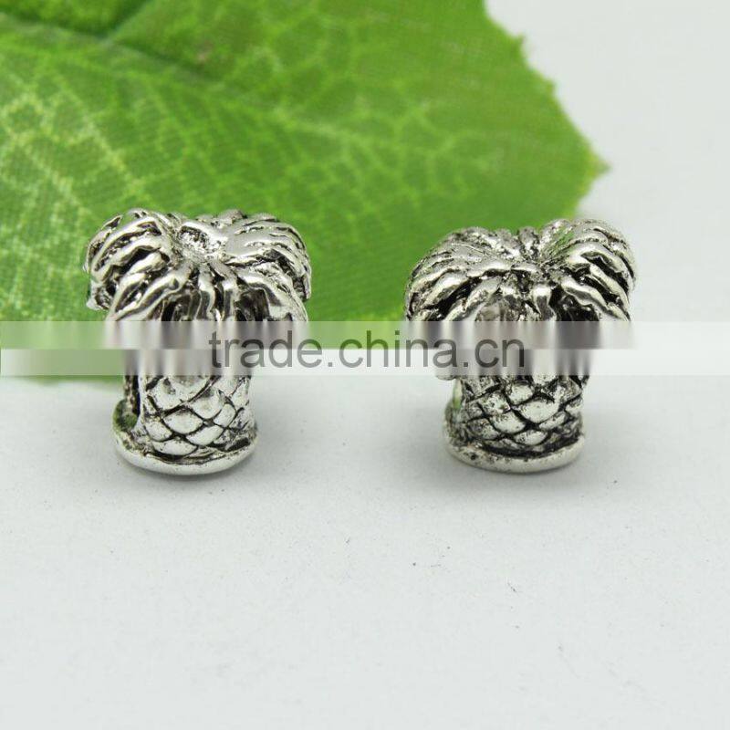 Wholesale Pdora New Style Anti-silver Coconut Tree Shape Zinc Alloy Round Hole Slide Beads