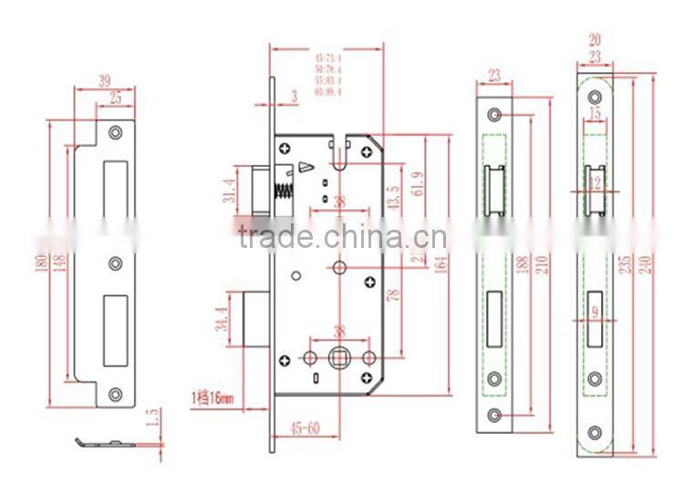 55mm backset mortise lock body in Iron Market