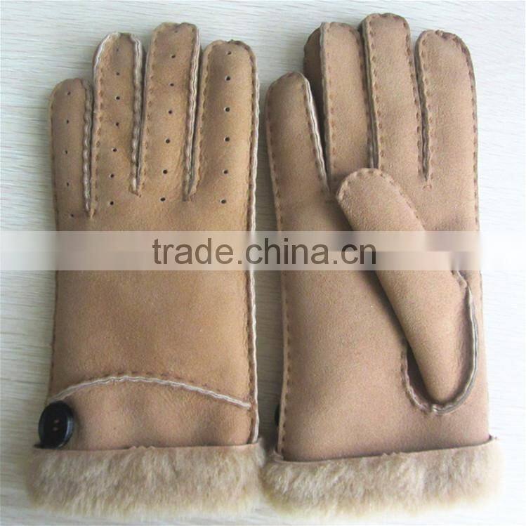 Women tops sale double face Sheepskin Leather Gloves Cold Weather Gloves With Button