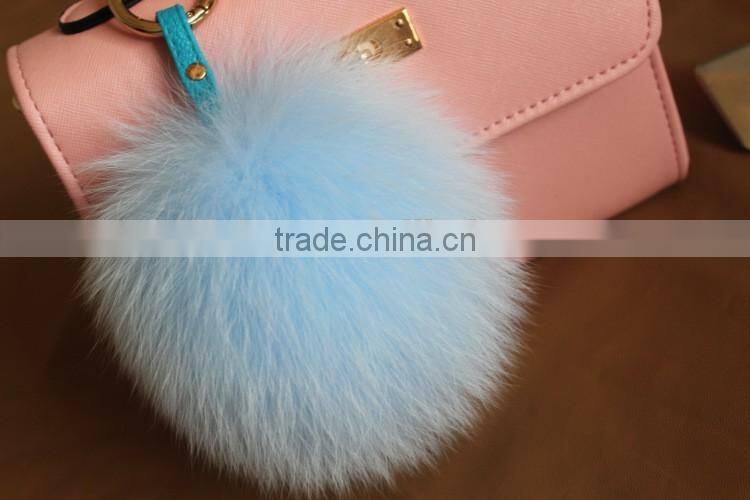 Fashion Trendy Women Girls 100% Real Fur Pom Pom Key Chains