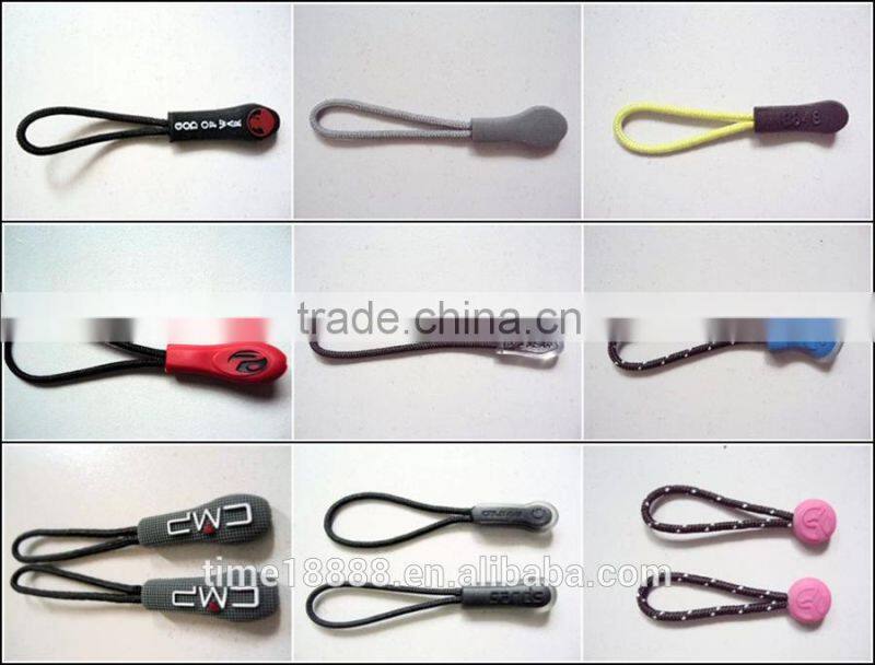 High quality best-selling, Highly eco-friendly soft silicone rope zippers slider
