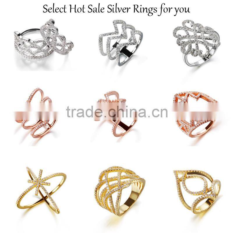 manufacturers wholesale 925 sterling silver cz design ring with PVD plating
