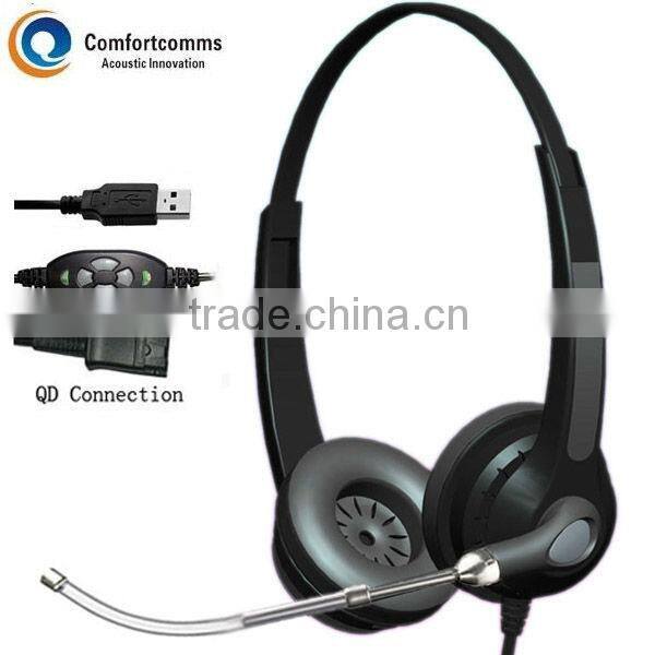 Professional binaural usb headset for pc HSM-902TPQDUSBC