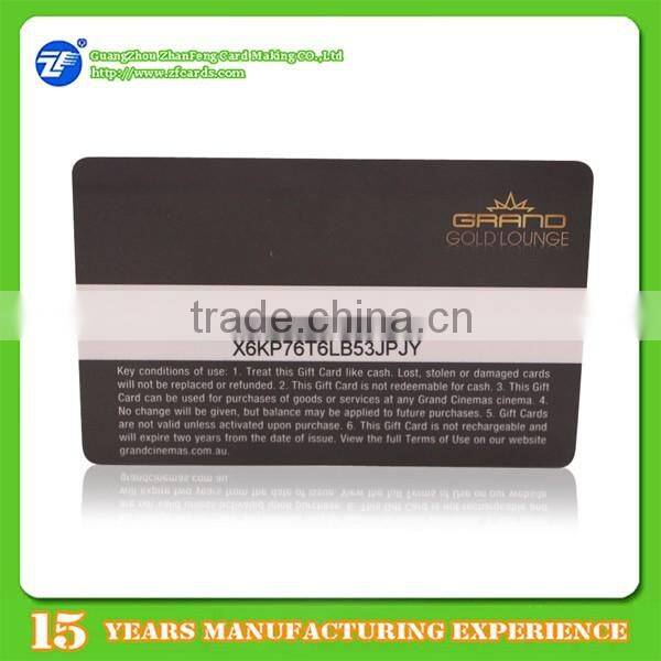 Custom design pvc barcode gift Card