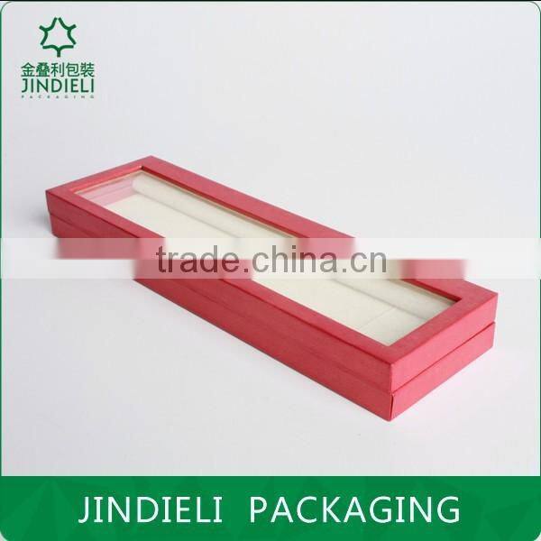 red paper beauty design necklace jewelry box with pvc window