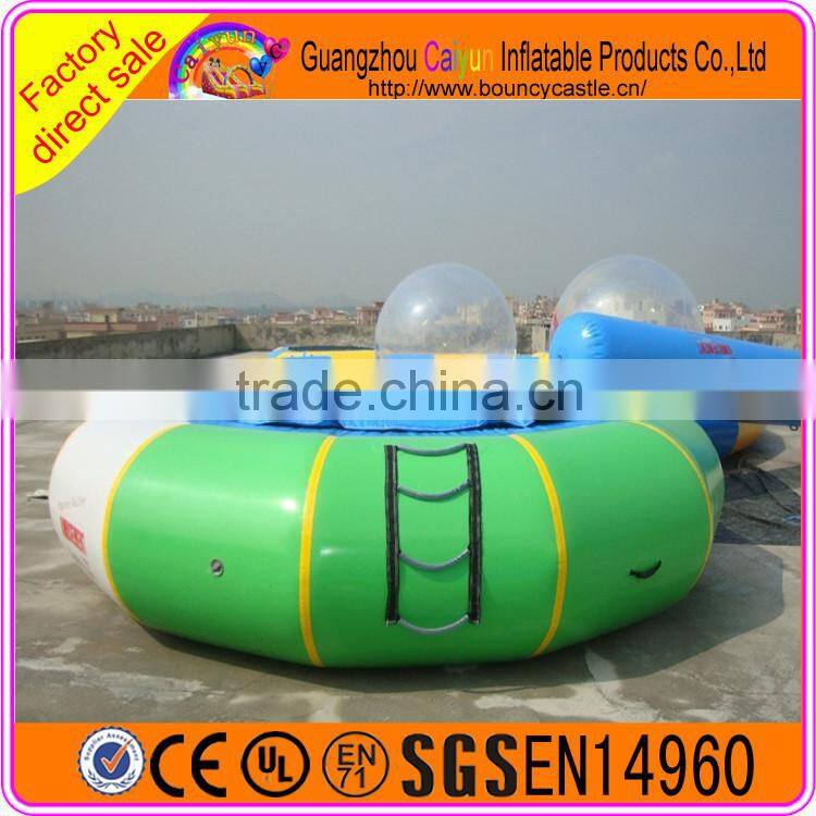 Green White Inflatable Water Catapult Trampoline For Kids