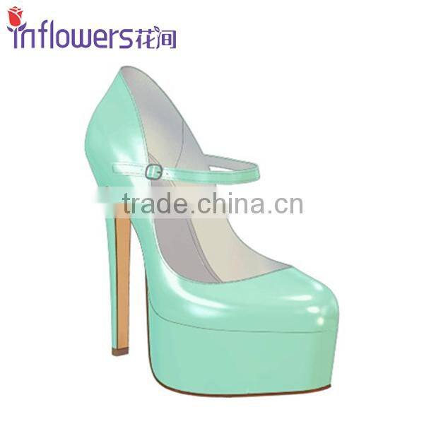 Peeptoe patent leather ankle strap Custom design fancy ladies shoes