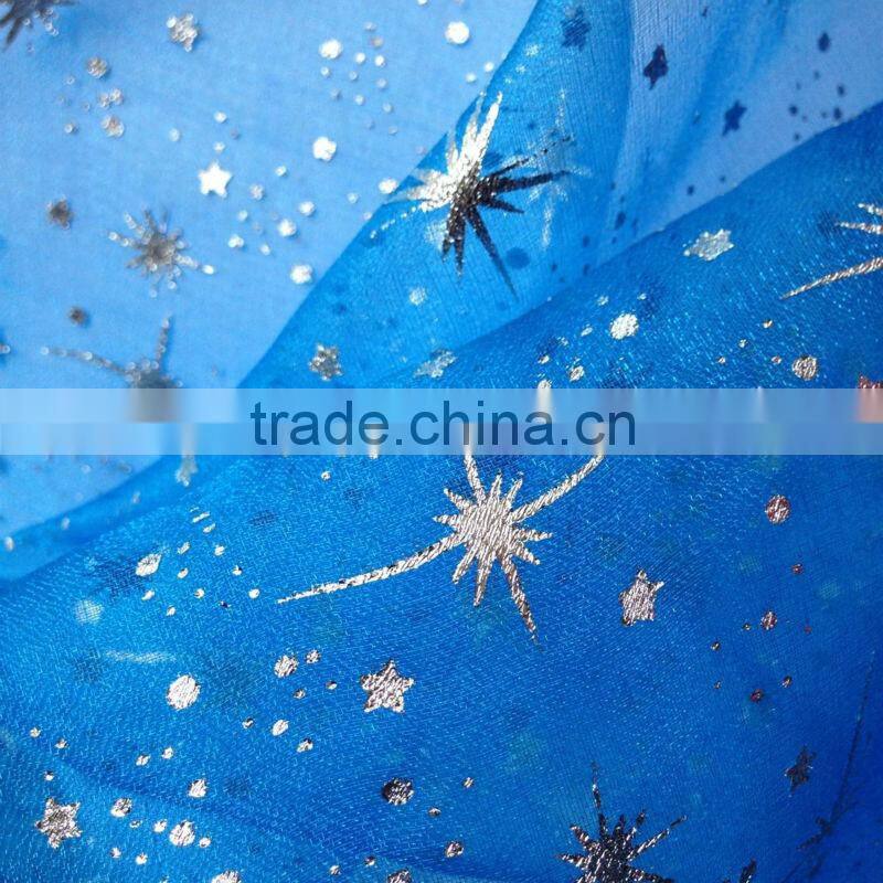 printed organza fabric/glitter organza fabric/ bronzing organza fabric
