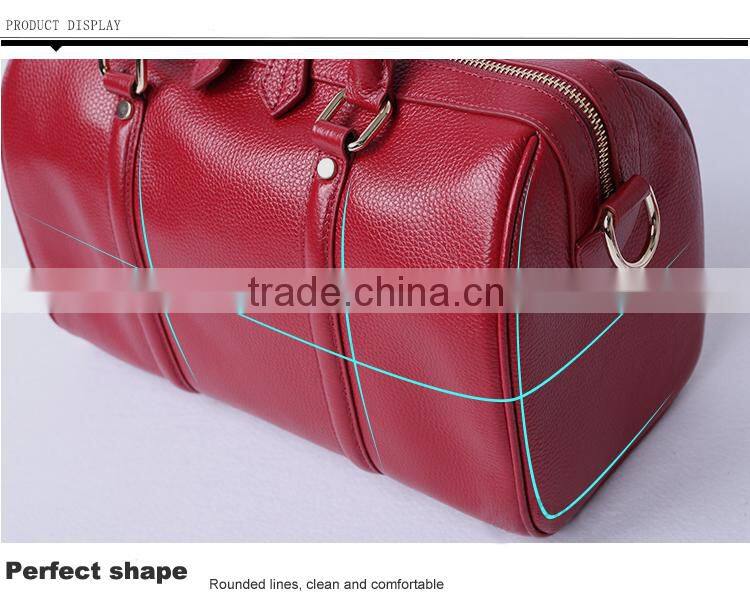 2016 new style guangzhou leather handbags top cowhide handbag boston bag for women