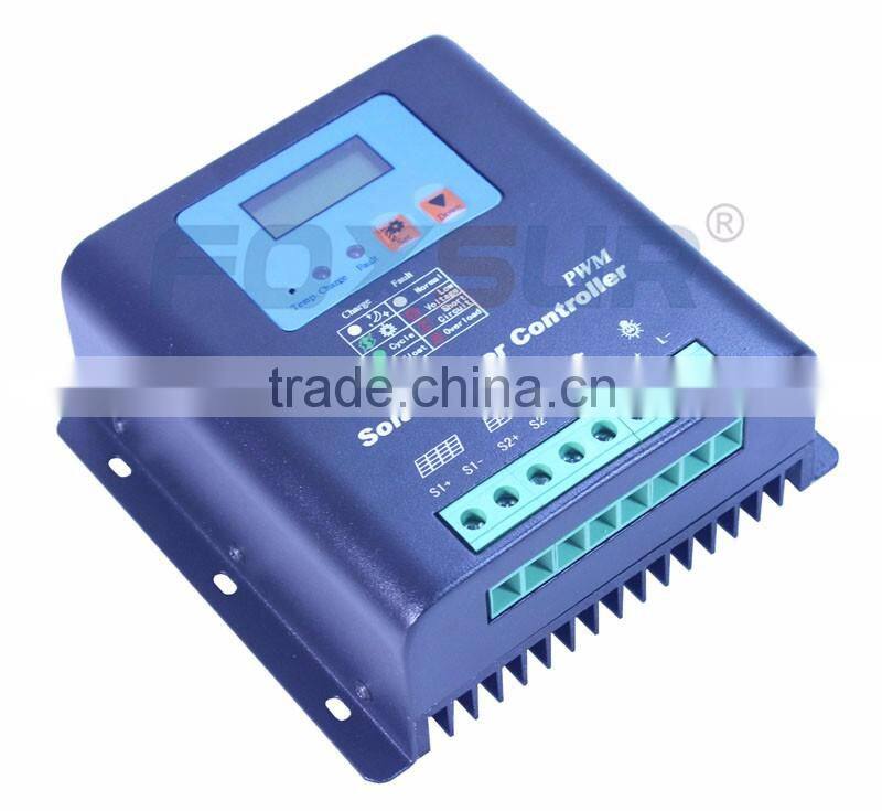 Foxsur high quality 50A 48V PWM solar controller with LCD display household solar charge controller