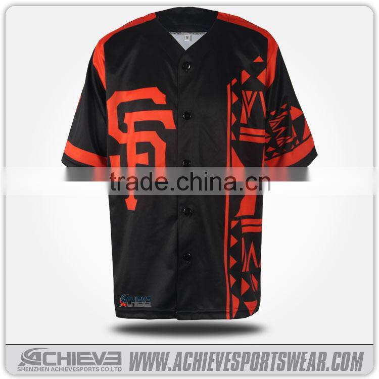 custom design and printing full button baseball jersey