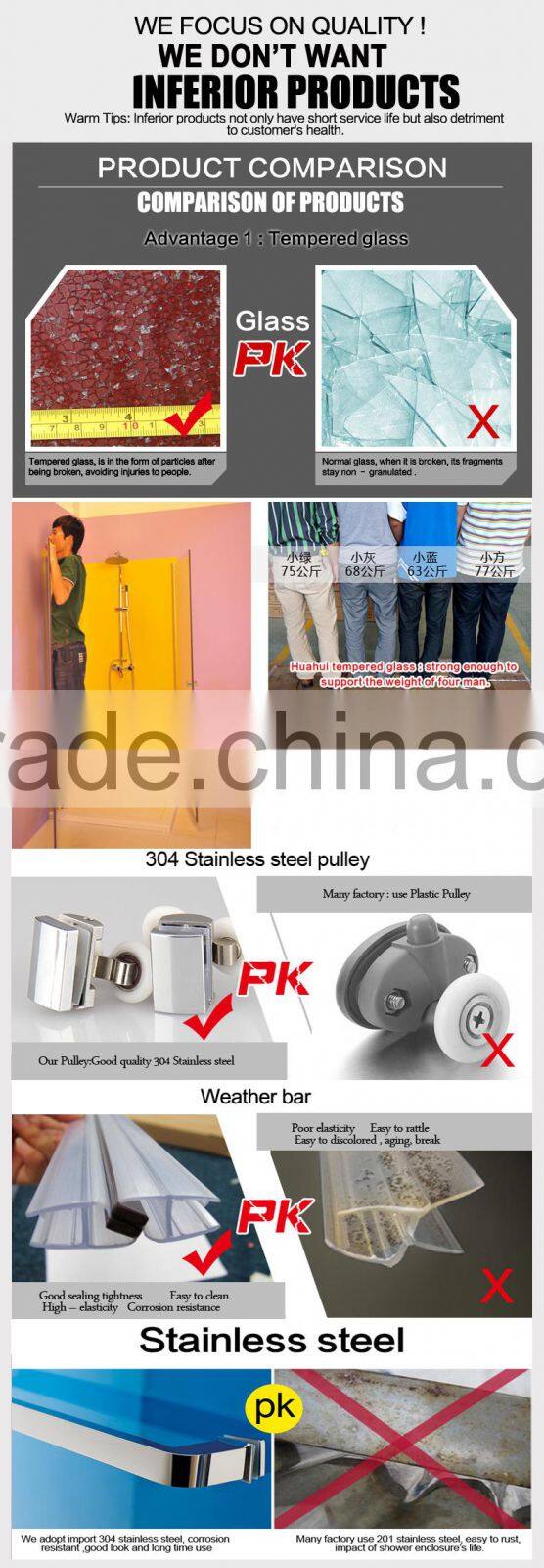 2015 china corner folding tempered glass shower cabins