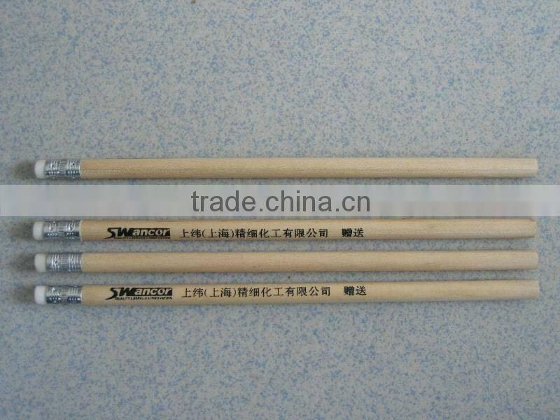 Standard size round shape 2.0mm HB lead natural wood promotion gift pencil with eraser