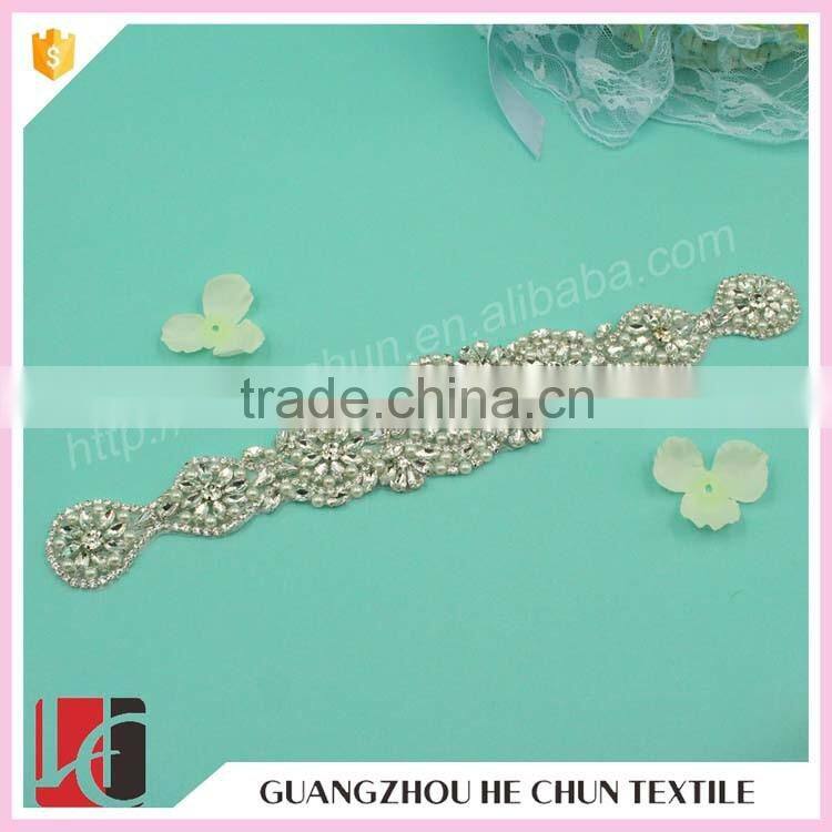HC-3378 Hechun Guangzhou Factory Price Hot Fix Crystal Applique Designs for Waist Dresses