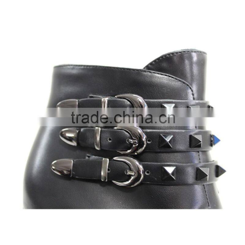 Golden buckle belt ornament shoes with fur lining women cheap winter boots