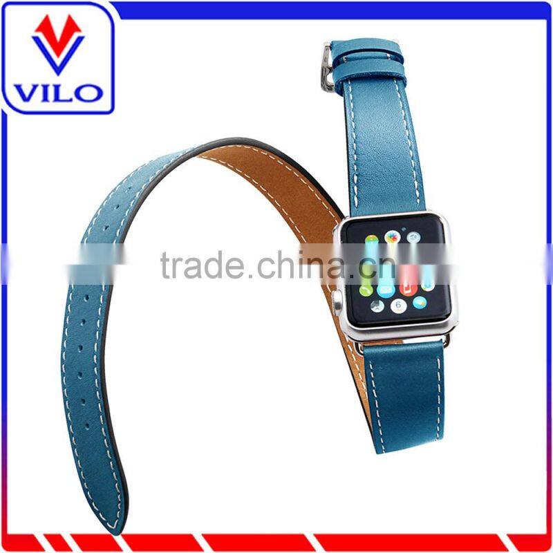 The Wholesale Extra Long Genuine Leather Band Double Tour Bracelet Leather watchband for Apple Watch