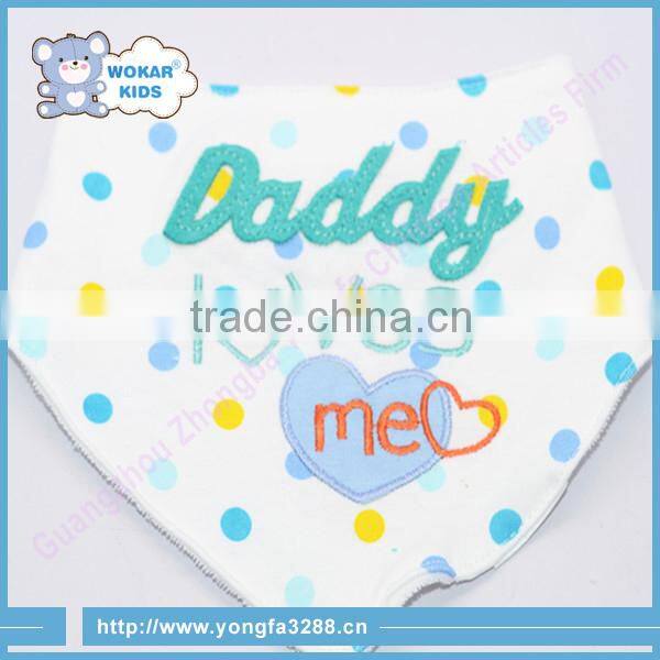 High Quality Cute 100% Organic Cotton Cotton Triangle Baby Bibs