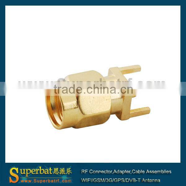 RP SMA male connector thru hole Plug vertical PCB Mount