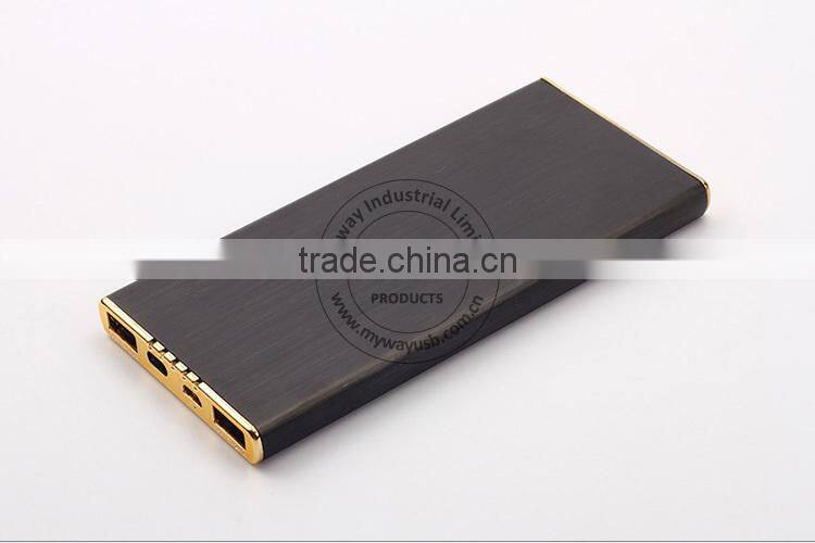 2015 promotional sale aluminum alloy Ultra slim Power Bank with high capacity