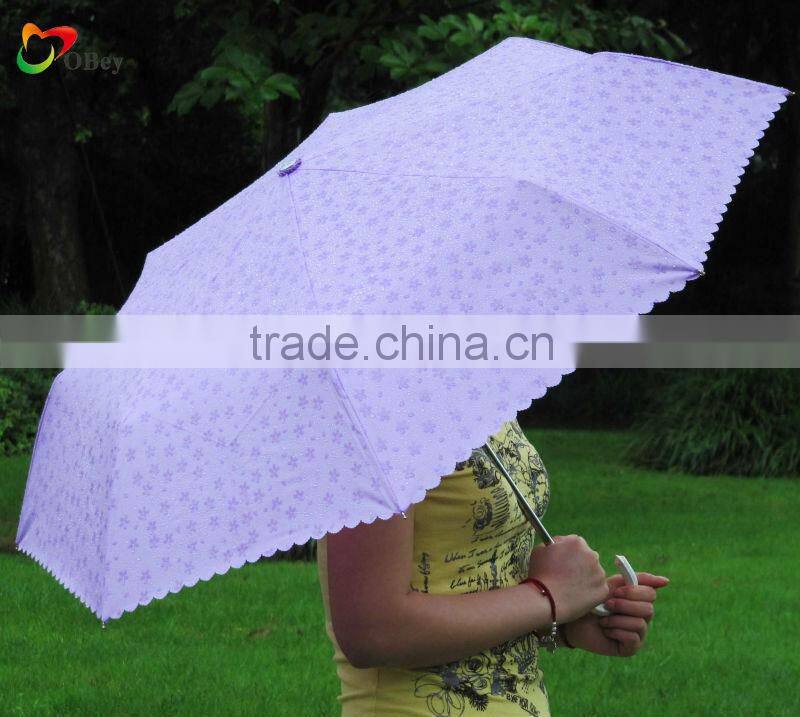 21"*8K purple triple fold rain umbrella