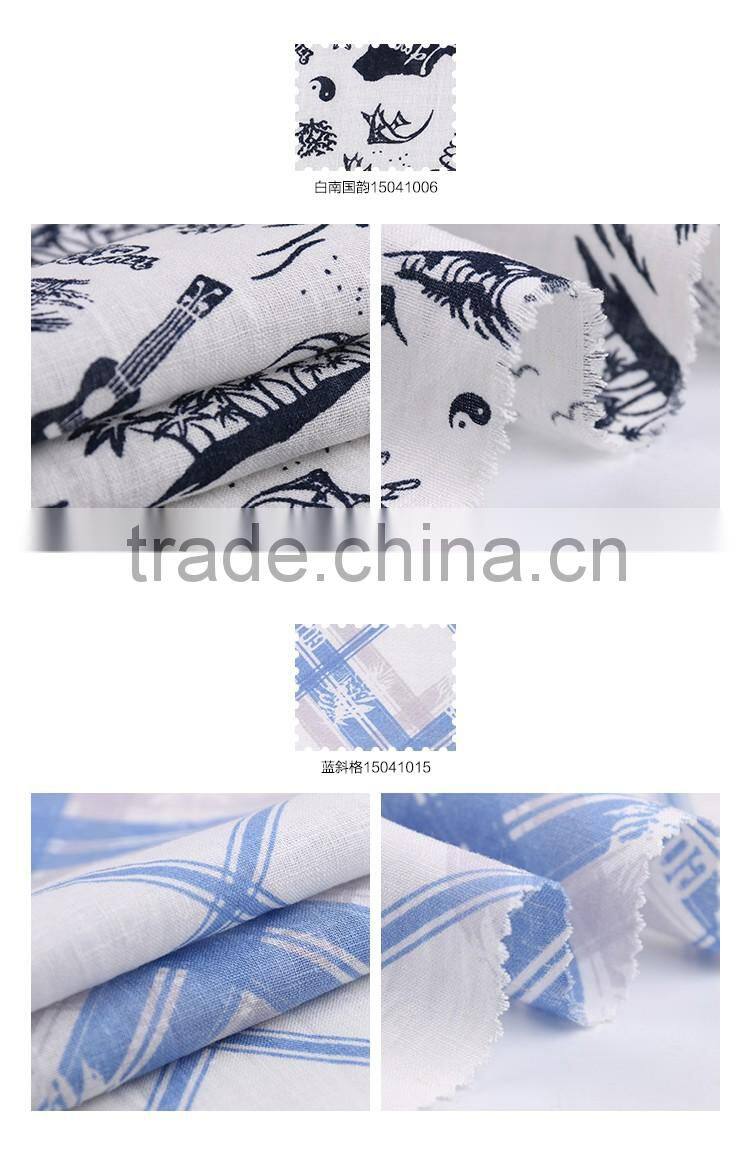 Shaoxing linen viscose fabric rayon printed fabric for woman dress