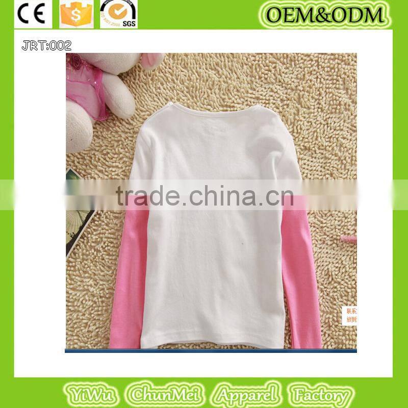 2015 new cartoon 100%cotton t-shirt lovely cat t shirt Winter children's T-shirt white long sleeve tee kid printed t shirt