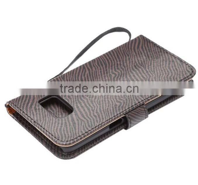 OEM zebra pattern leather smart phone case for Samsung S7