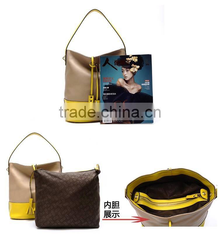 women leather bucket bag designer tote bag