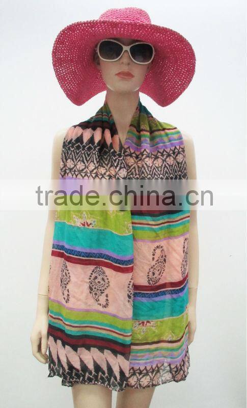 Retro style scarf,100% polyester scarf,Multicolored printed scarf
