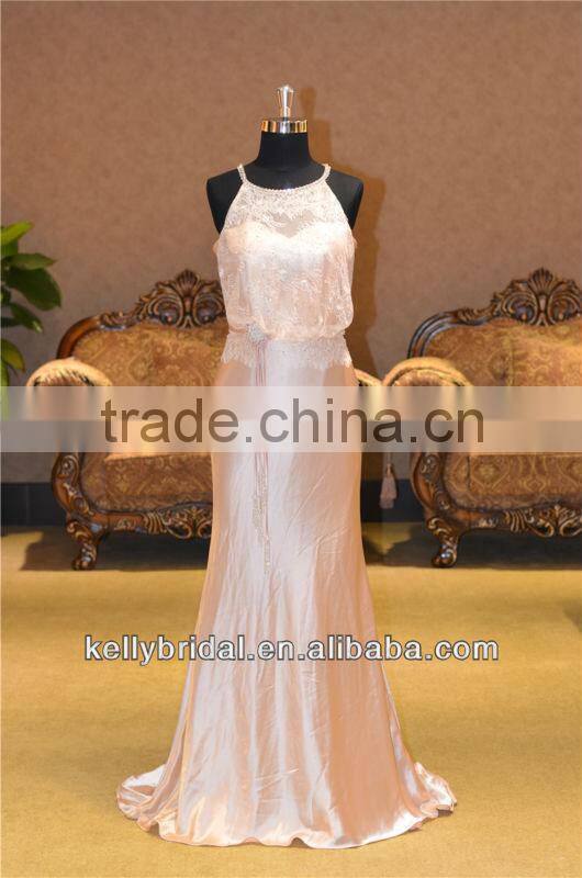 beading neckline see through bodice traditional evening dresses