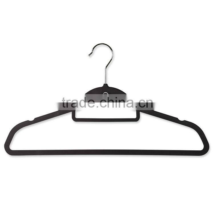 Flocked Suit Hanger with Tie Bar and Cascading Hook