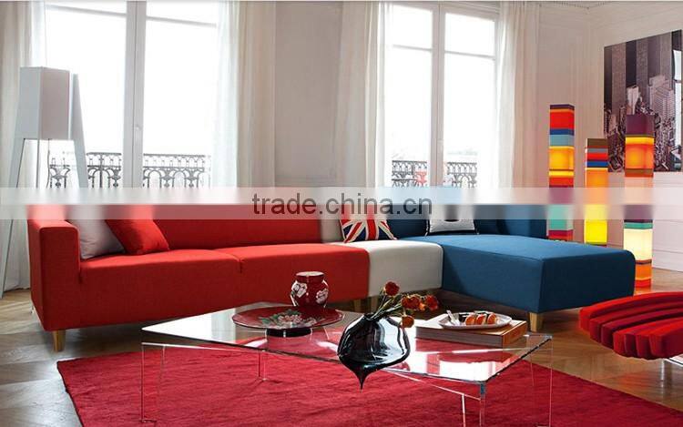 Three Seat Plus Chaise Lounge Couch, Fabric High Rebound Spinge Sofa