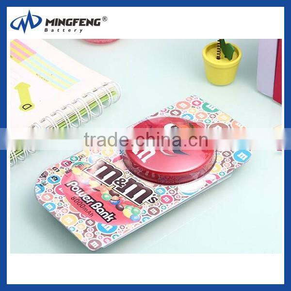 Cute smile cartoon M 8000mAh power bank emergence charger for samrt phone