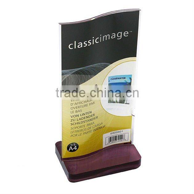 Three sides A4 size acrylic menu holder for restaurant use