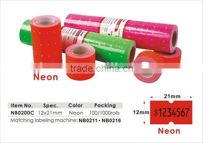 Hot Sale White/Neon Color Adhesive Roll Price Label