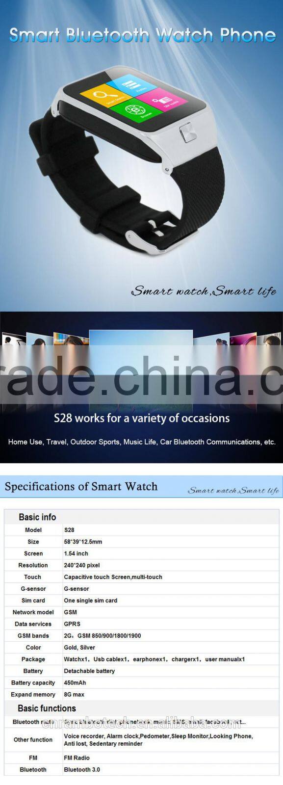 New style design wireless bluetooth wrist watch from China