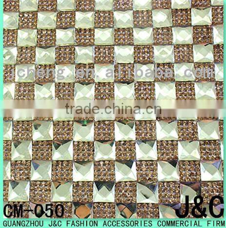 8*8 square glass stone mesh roll 24*40 cm hot fix glue mesh trimming