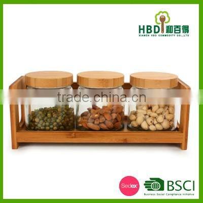 Air tight glass canister sets with wooden rack