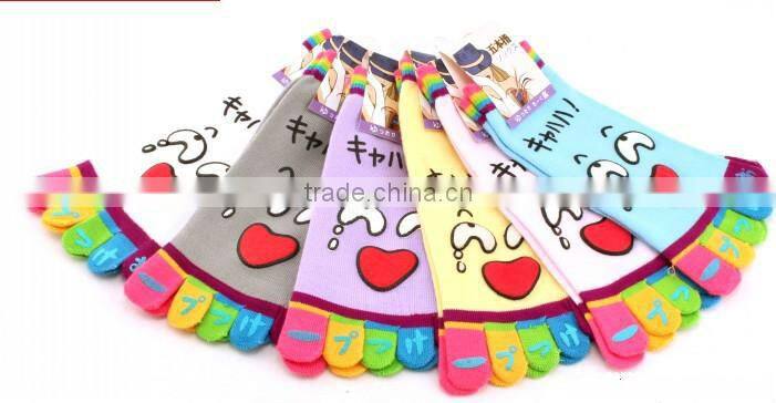 Women's five toe socks, smiling face toe socks, lovey cartoon summer toe socks