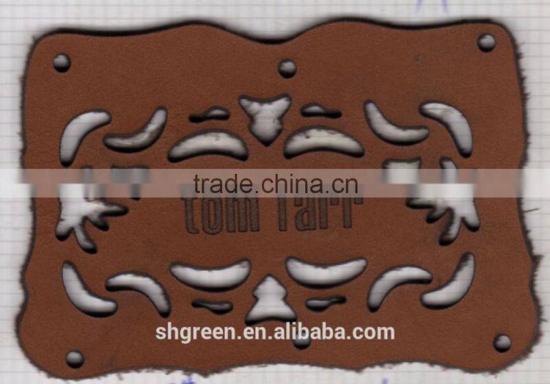 Fashion design PU fake leather patch for denim