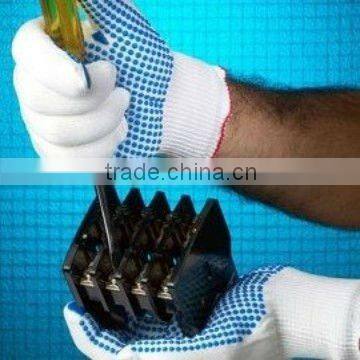 knitted cotton gloves yellow pvc dots