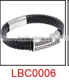 Handmade Mens white leather wrap straps bracelet