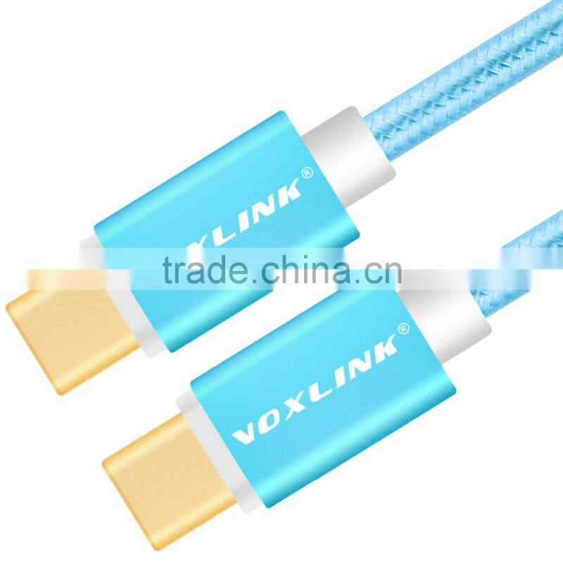 Voxlink 1m TYPE-C Male to Male Mobile Phone Data Cable Charging Cable Nylon Braided Metal Wire Type C to Type C Cable